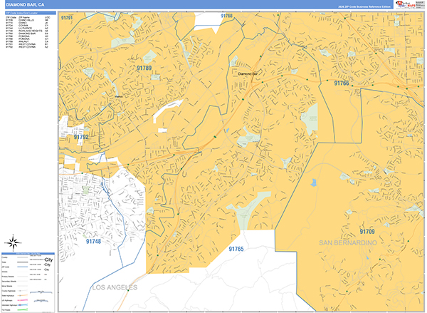 Diamond Bar Wall Map